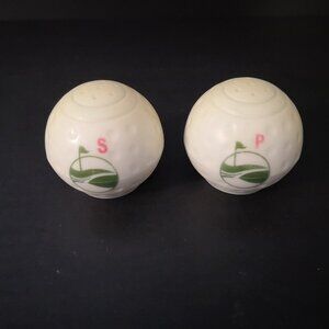 Golf Ball Shaped Plastic Salt & Pepper Shakers White w/ Dimples Collectable